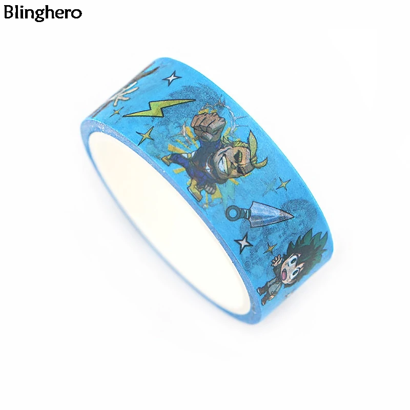 Bling hero 15 мм X 5 м My hero Academy Васи клейкие ленты крутые клейкие ленты мультфильм маскирующая лента наклейка лучший подарок для друзей детей BH0328