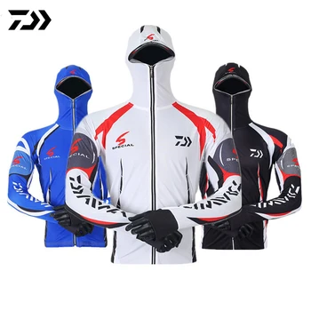 

Daiwa Clothes Fishing Shirt Jacket Ice Silk Quick Dry Sports Clothing Sun Protection Face Neck Anti-UV Breathable Fishing Hooded