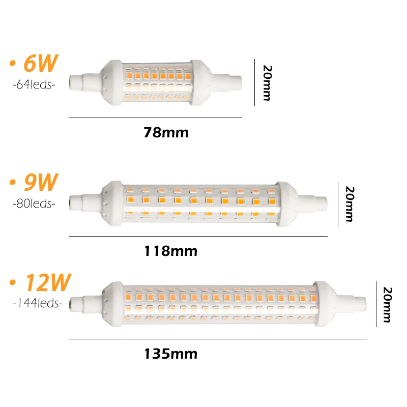 Диммируемый 220 В R7S светодиодный лампочка 6 Вт 9 Вт 12 Вт 78 мм 118 мм 135 мм кукурузный светильник энергосберегающий SMD 2835 для замены галогенный светильник Точечный светильник