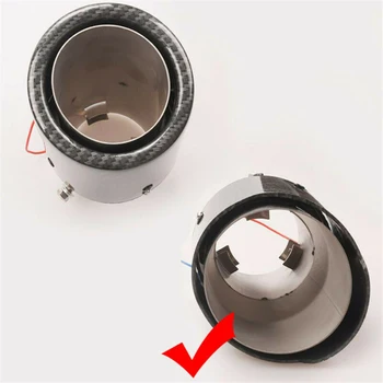 

Car Exhaust Pipe Exhaust Pipe Muffler 35-61MM Fiber W/Red LED Light High Quality