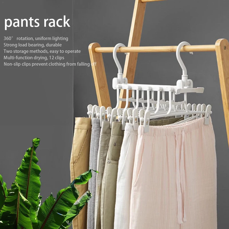 

Multi-Function Magic Drying Pants Holder Rack Clothing Wardrobe Store Folding Double Hook Windproof Clothes Hanger