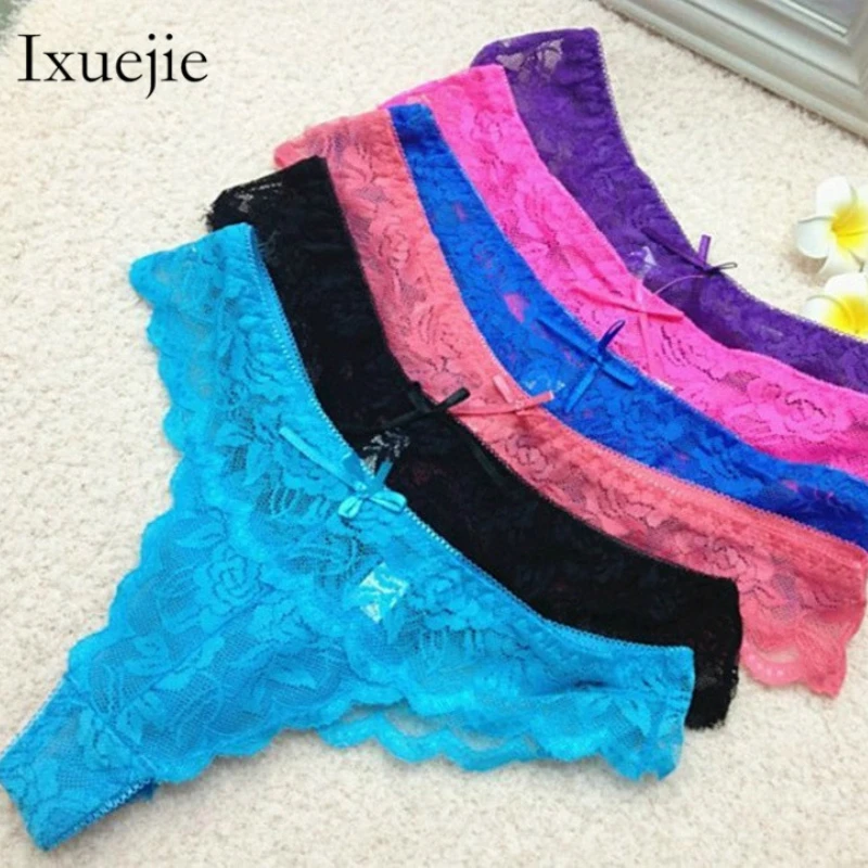 

6pcs/lot Lace Sexy G String Thongs Women T Back Panties Fashion Ladies Underwear Thong M -XL Tanga Wholesale Lots Bulk Panty 35