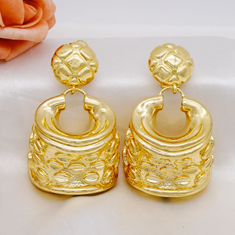 Jewelry Dangle Drop Earring Exquisite African Earrings For Women Party Wedding Jewelry Accessories Big Drop Gold Color Earring