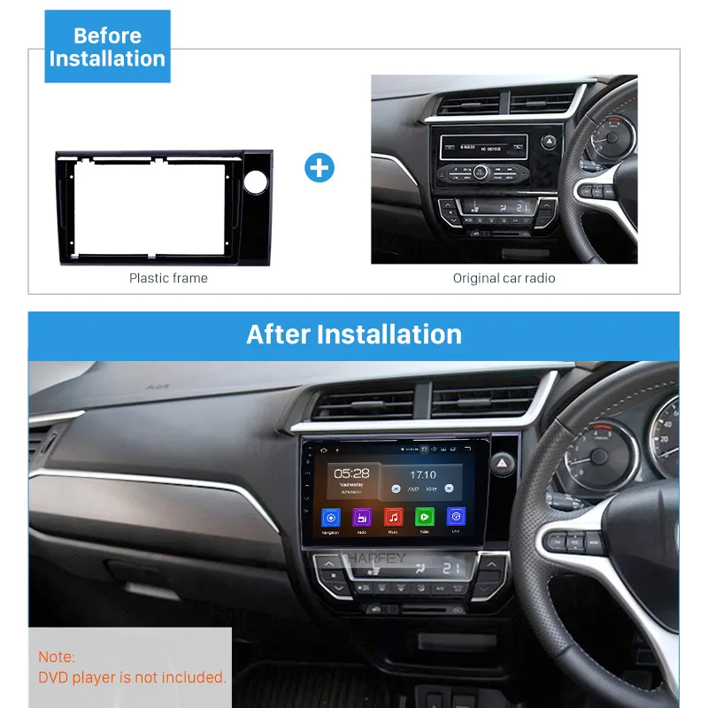 Harfey 2din UV черный 9 дюймов радио Панель приборная панель пластина для HONDA BRV RHD аудио тире отделка фасции панель комплект автомобиля Радио Рамка