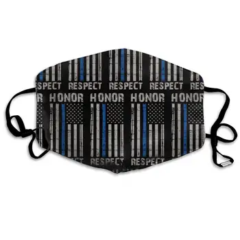 

Garde Art Studio Soft Mouth Cover Mask Face Masks, Unisex Washable Dust/Mask, Thin Blue Line American Flag Honor Respect Police