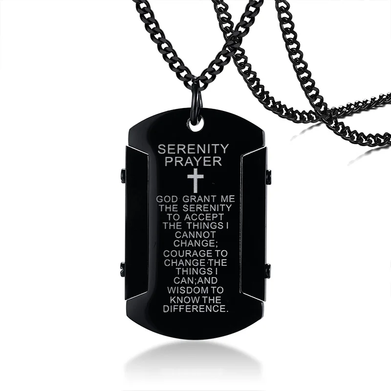 ZORCVENS мужское ожерелье с "God grant me the serenity" собачья табличка Подвеска из нержавеющей стали религиозные мужские ювелирные изделия