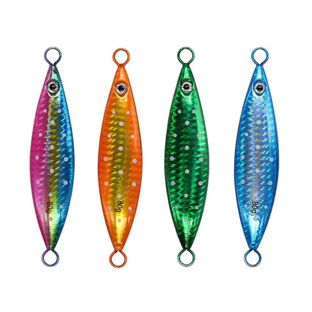 Metal Fishing Lure 4PCS Lead Jig 20g 40g 60g 3D Eyes Spoon Hard Artificial Bait Laser 4 Colors Wobbler Accessories | Спорт и