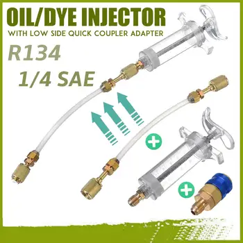 

NEW Oil/Dye Injector 30Ml 1 Oz with Low Side Quick Coupler Adapter 1/4 SAE R134 Manual Oiler A/C Oil Injector Adapter