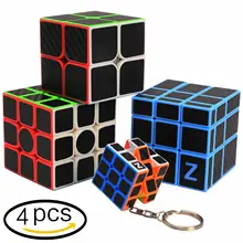 Скорость Z-Cube 4 шт. волшебный куб набор 2x2 3x3x3 зеркальная поверхность углеродное волокно наклейка головоломка волшебный куб
