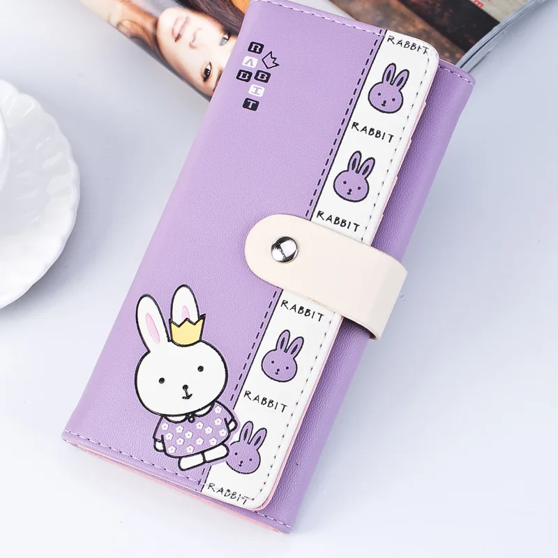 

JIULIN Embroidery Rubbit Women Wallet Leather Female Wallet Short Coin Purse Small Girl Purse Slim Card Holder Cute long Wallet