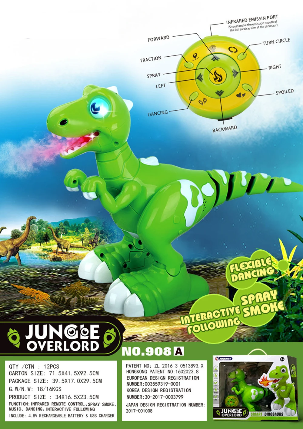 

Dinosaur Robot Toys Interactive Remote Control Robot Robotic Spary Dinosaur Multifunctional music dancing toys Radio Controlled