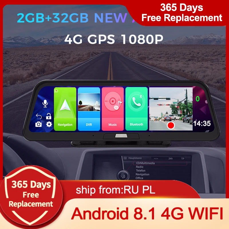 Видеорегистратор 10 дюймов Android 8 1 ADAS в 2 ГБ + 32 Автомобильный видеорегистратор