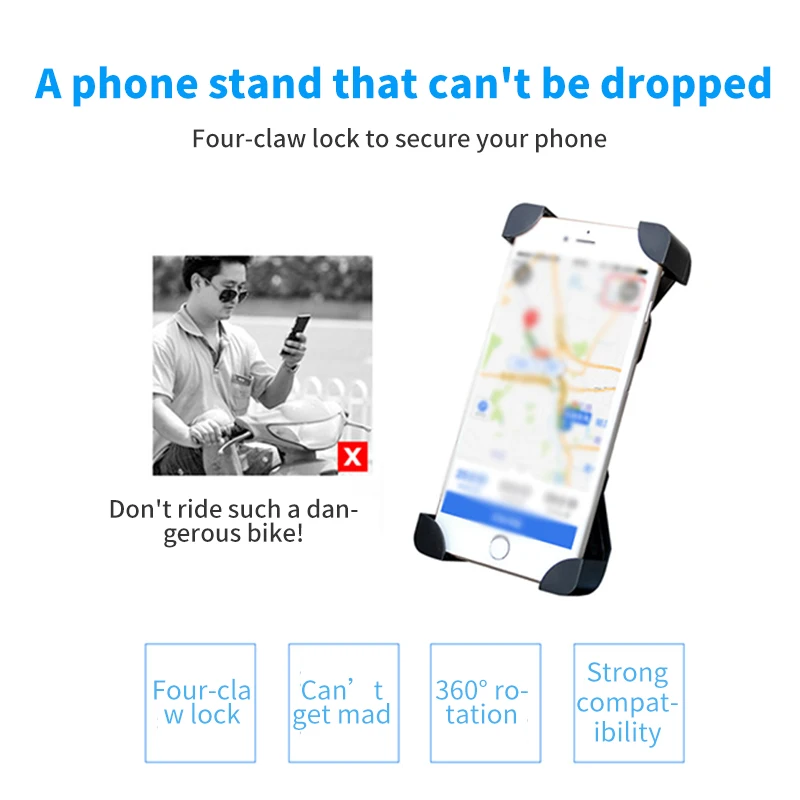 Держатель для телефона на велосипед с вращением на 360 градусов, устойчивый к коррозии водонепроницаемый держатель для навигатора велосипеда, держатель для телефона мотоцикла