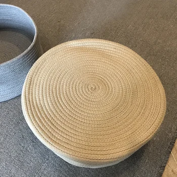 

Round Cat Bed Basket Nest Cotton Rope Woven Warm Pet Sleeping Bed House Scratching Mat Pad interesting scratch scratch pad