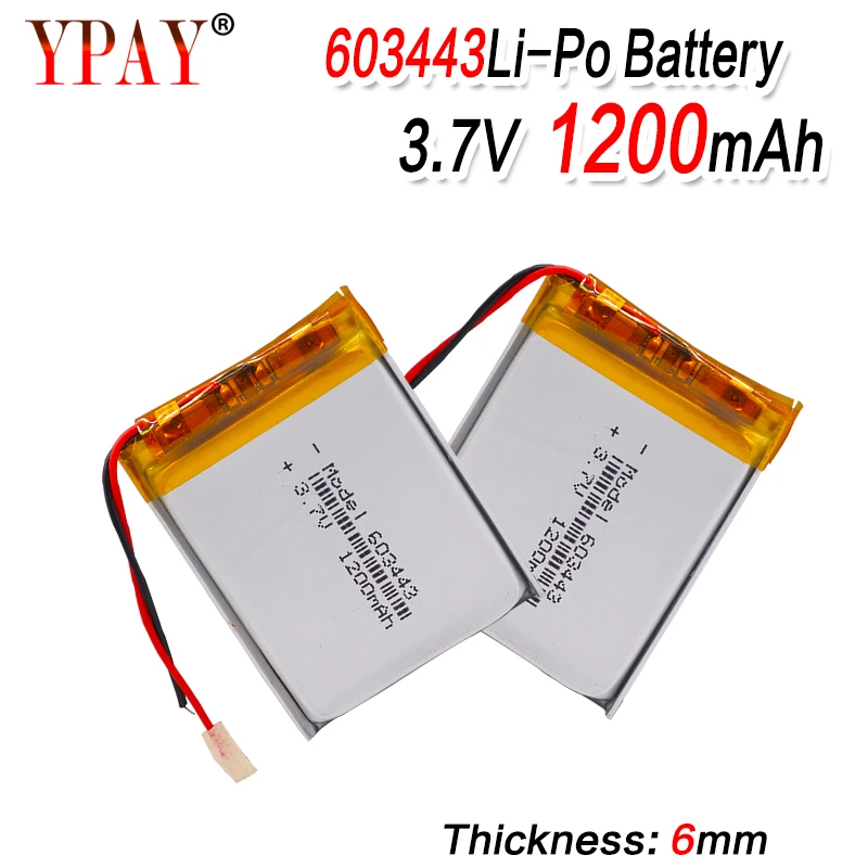 1/2/4 шт 3.7V1200mAh 603443 литий полимерный Li Po Перезаряжаемые ионный Батарея для Mp3 MP4 GPS power