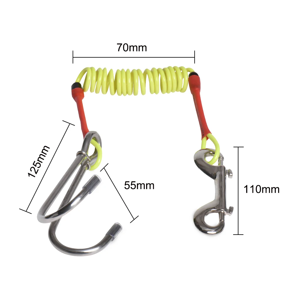 Дайвинг дрейф рифовый крюк со спиральной катушкой шнурок для diver BCD подводная фотография аксессуар поток крюк безопасности веревка