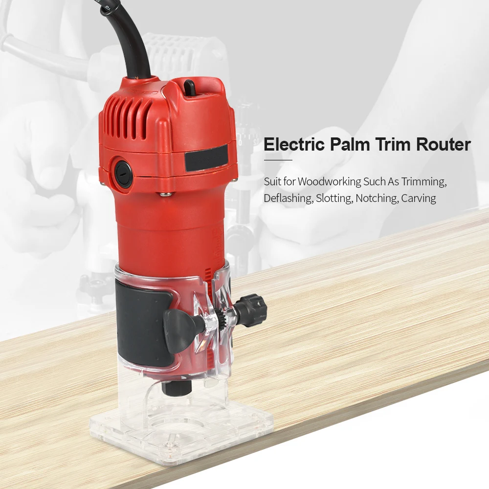 

Hot Trim Router With Transparent Base Edge Guide Wood Laminate Trimmer Compact Palm Router for Woodworking