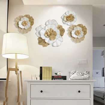 

Modern Wrought Iron Flower Wall Decoration Pendant Livingroom Background Wall Hanging Ornaments Hotel Porch Wall Mural Craft Art