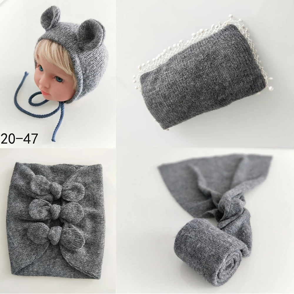 D& J 4 шт./5 шт. комплекты для новорожденных реквизит для фотосъемки ребенок позирует подушку шляпа капот обертывания фоновое одеяло Fotografia студия реквизит - Цвет: 4pcs Sets   20-47