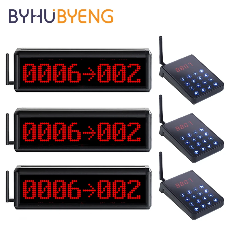 

BYHUBYENG Hospital Queue Management Queuing Wireless Calling System For Bank Video FM 433MHz Table Service Pager A Cafe