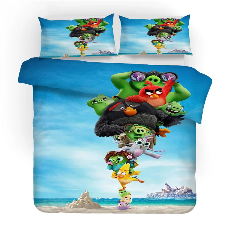 Набор постельного белья с 3d принтом Angry Birds, подарок для детей/друзей, набор пододеяльников, набор домашнего текстиля. king/queen/two/full