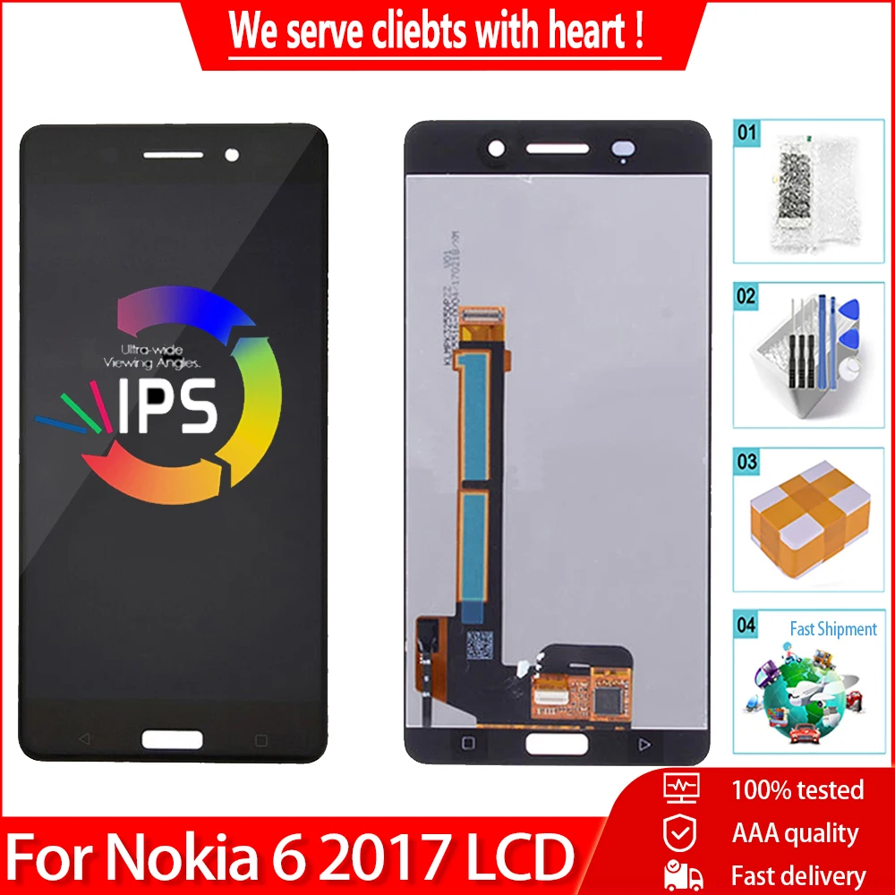 ЖК-экран 5 дюйма для Nokia 6 2017 сменный ЖК-дисплей с дигитайзером сенсорного экрана N6