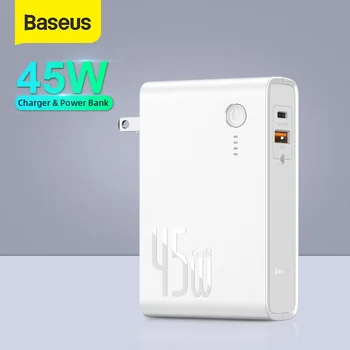 

Baseus Power Bank 45W 10000mAh GaN Charger 2 in 1 PD QC 3.0 AFC Fast Charging US USB Charger For iPhone Samsung For Macbook Pro