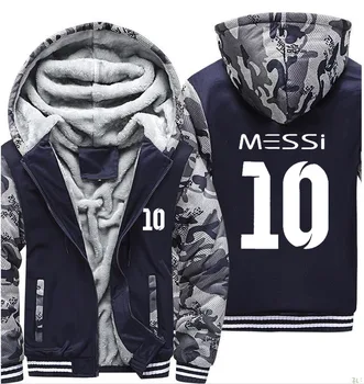 

Men's Sweatshirt Messi 10 Print Camouflage hoodies mens winter fleece Warm Thicken jacket tracksuits Hip Hop harajuku Hoody Male