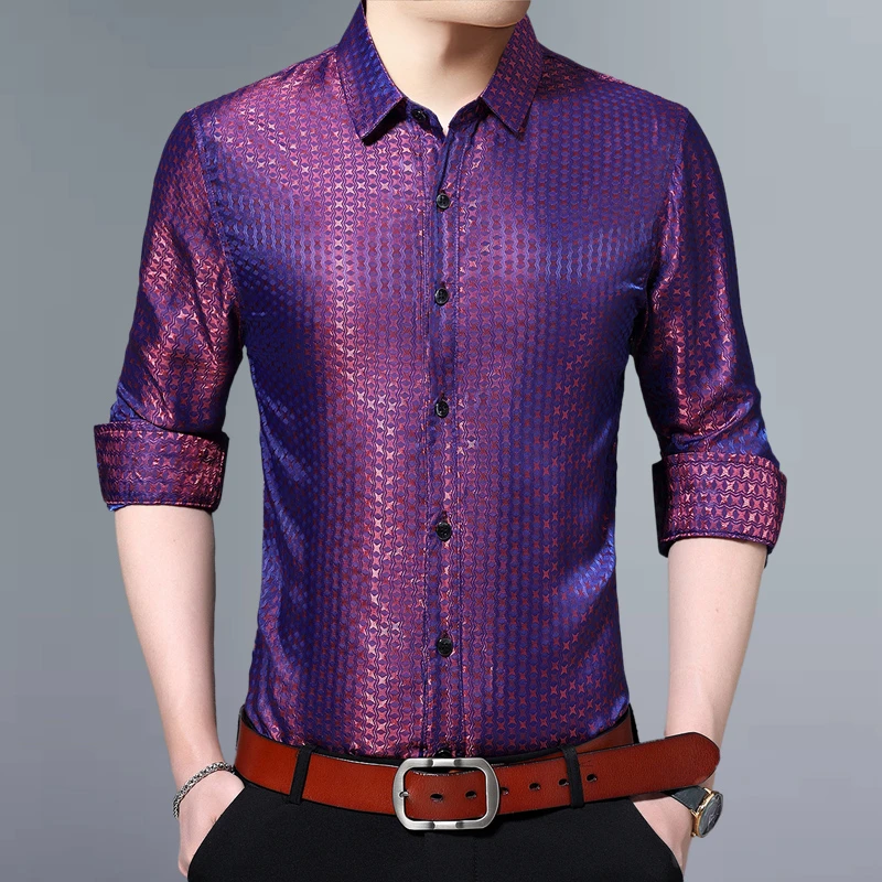Purple silk dress shirt Outlet