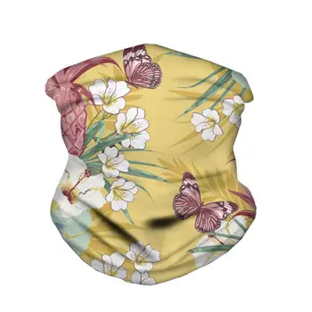 

HYCOOL Yellow Butterfly Flower Print Magic Headband Casual Outdoor Walking Sport Neck Warm Scarves Face Mask Cycling Bandana