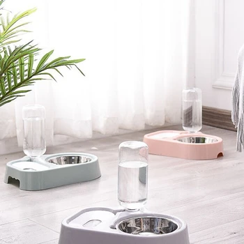 

Cat Bowl Dog Water Feeder Bowl Cat Kitten Bottle Drinking Fountain Food Pet Stainless Steel Bowl Feeder Dog Water Bottle Bowl fo