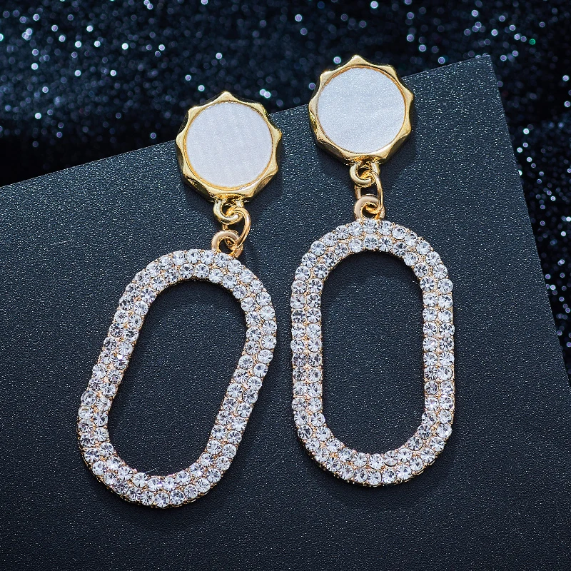 MISANANRYNE Gold Color Round Rhinestone Drop Earrings Crystal For Women Luxury Party Wedding New Shining Dangle Jewelry | Украшения и