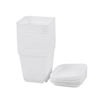 

10pcs Plastic Square Flower Pot Cute Mini Decorative Flower Pots Planters Creative Succulents Nursery Floral Holder Organizer Ga