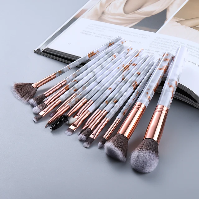FLD 5/15Pcs Makeup Brushes Tool Set Cosmetic Powder Eye Shadow Foundation Blush Blending Beauty Make Up Brush Maquiagem 15pcs gold