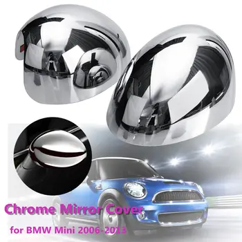 

1 Pair Chrome Car Door Wing Mirror Glass Caps Covers For BMW For Mini Cooper 2006 2007 2008 2009 2010 2011 2012 2013