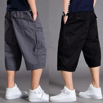 

2020 men oversize cargo shorts casual loose short pants Streetwear knee length plus shorts men Casual Fashion Cargo Shorts Men
