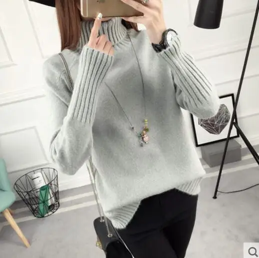 

Thick Turtleneck Warm Women Sweater Autumn Winter Knitted Femme Pull High Elasticity Soft Female Pullovers Sweater NS8917