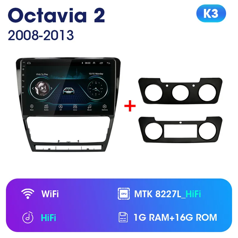 JMCQ " для Skoda Octavia 2 2008-2013 автомобиля Радио RDS 36EQ Android проигрыватель gps Navigaion мультимедиа видеоплееры стерео с рамкой - Цвет: K3