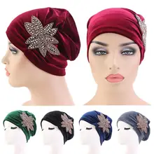 Арабский мусульманский женский головной убор, бархатный индийский головной убор, Шапка-бини Chemo Turban, Защитный колпачок для выпадения волос, модный головной убор капота
