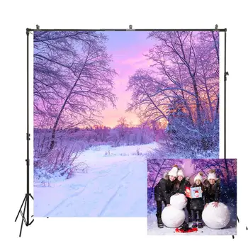 

Christmas Photography Background Winter Snow Sunset Custom Photo Backdrops Wedding Photography Studio Photo Prop W-3493