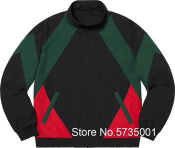 

Sureme 20SS Paneled Track Jacket Men Women Black Red Green Patchwork Uniforms Windbreaker Zipper Jackets And Coats Men