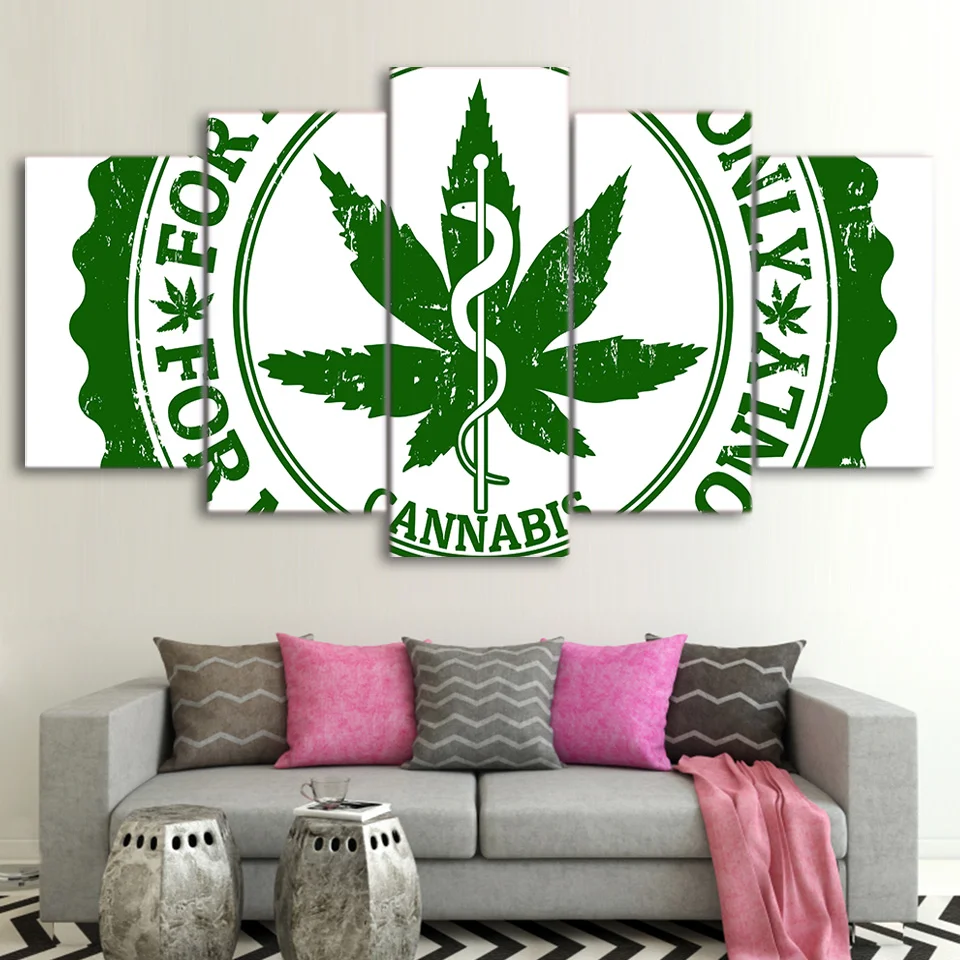 UP-2066C No frame ArtSailing 5 piece canvas art HD print weed picture with the old man smoking painting for living room weeds poster home decor - Цвет: UP-2066C No frame