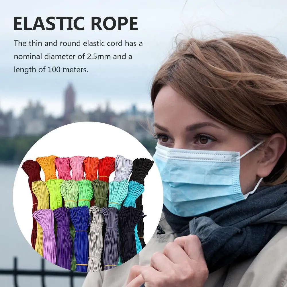 

2.5MM 100M Mask Elastic Cord Lightweight Durable Stretchable Elastic Rope For Textile Industry DIY Mask Cuff Accessories