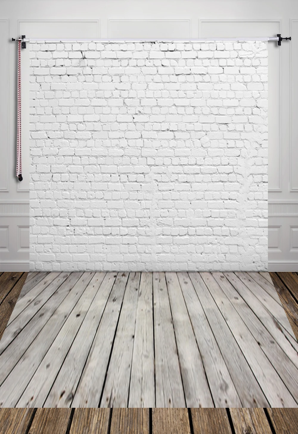 

white brick wall wooden floor Backdrop photo Background Newborn Baby Portrait Photo Studio photophone video shoot props d-2504