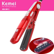 Профессиональный Электрический паровой выпрямитель Kemei 110-240 В, автоматический паровой гребень, керамическая нагревательная пластина, быстрый выпрямитель для волос