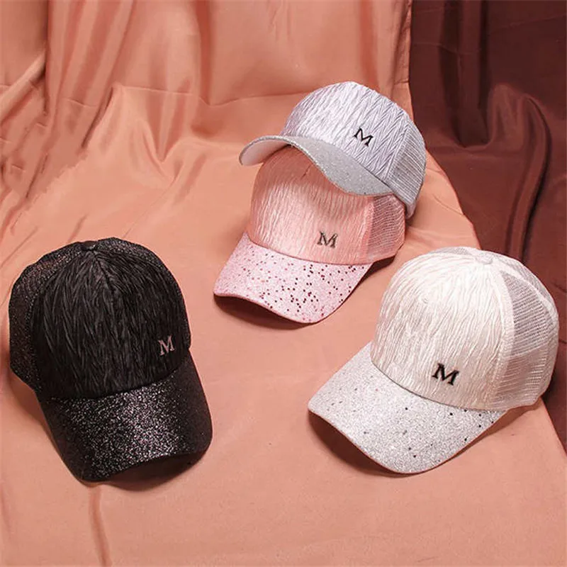 New 2020 Women Baseball Cap Pink Breathable Mesh Hat Adjustable Embroidered Outdoor Student Sport Black Peaked Summer Sunhat01