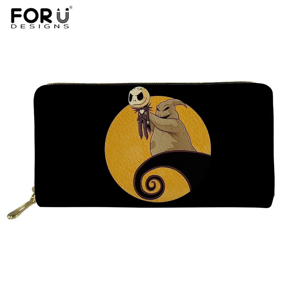 HME1679Z21 FORUDESIGNS/PU женские кошельки Джек и Салли кошмар перед рождественским принтом монета мешок денег на молнии Готический кошелек Cartera Mujer - Цвет: HME1679Z21