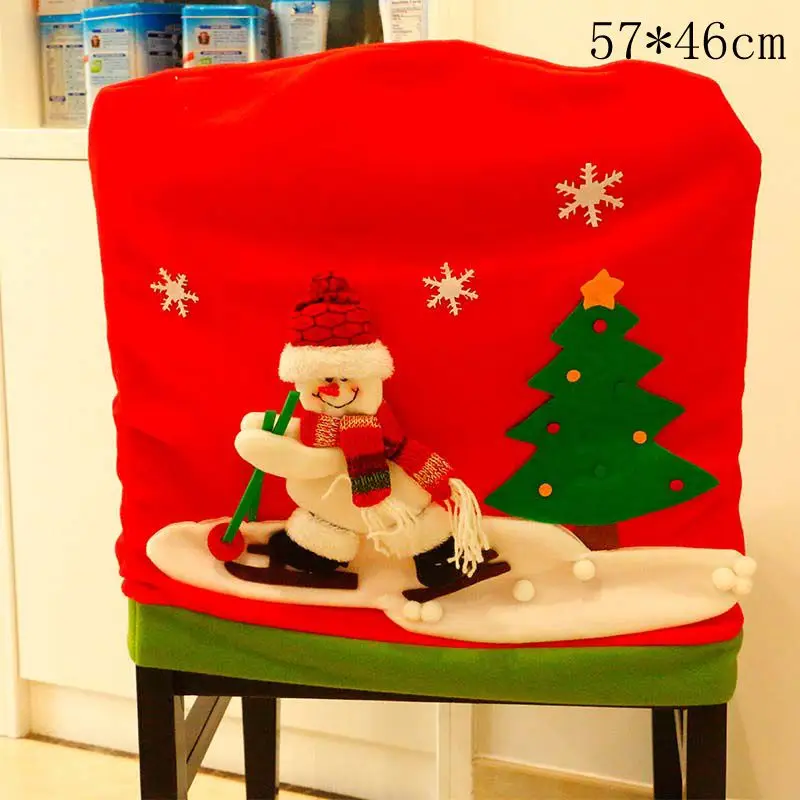 57x46cm Рождественский чехол на стул для столовой, съемный, моющийся, растягивающийся чехол на сиденье, вечерние принадлежности, рождественские украшения для дома Navidad - Цвет: 57x46cm