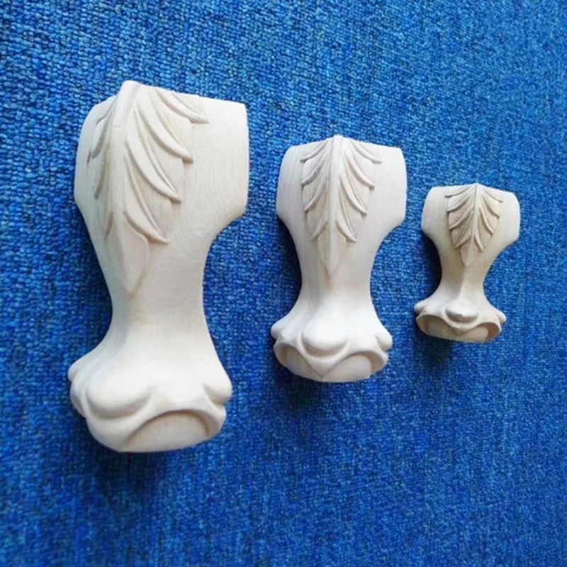 1pcs Furniture With Solid Wood Legs Carving Flower Sofa Seat TV Cabinet Feet, No Paint Drop Ship，Furniture Feet Replace