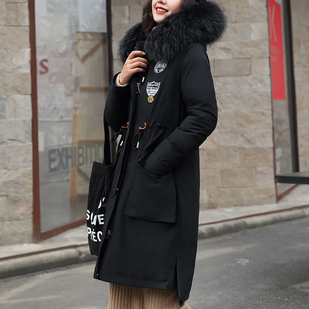 Женское зимнее теплое женское осеннее пальто с капюшоном из хлопка с мехом Плюс Размер Базовая куртка верхняя одежда тонкая Длинная женская chaqueta FC
